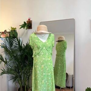 GK Green Sleeveless V-Neck Sundress